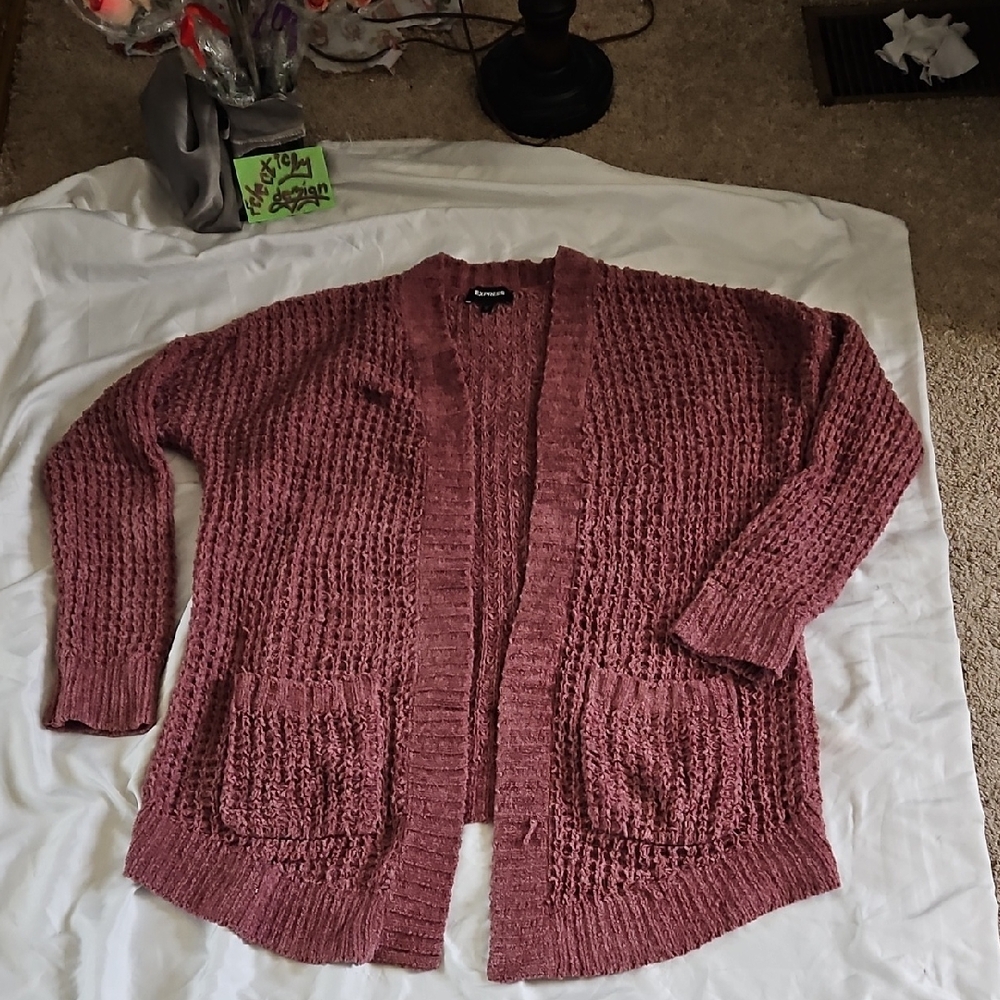 Express Women's Dusty Rose Knit Cardigan